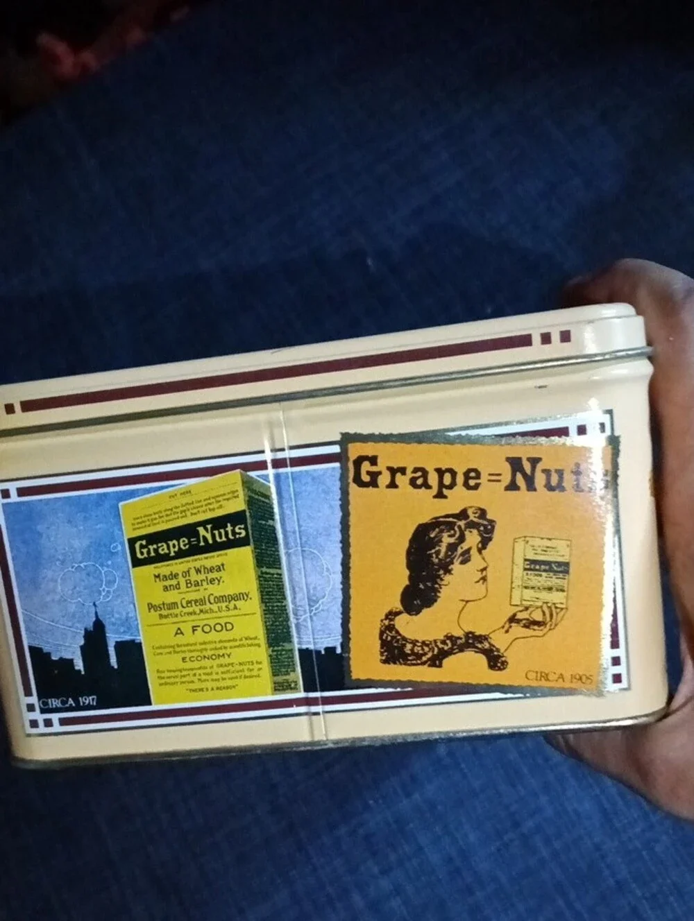 Grape-Nuts Vintage Tin Storage - Yellow